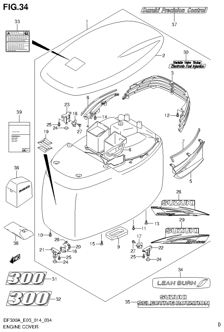 Suzuki DF250AP ENGINE COVER (DF300A E03) parts diagram